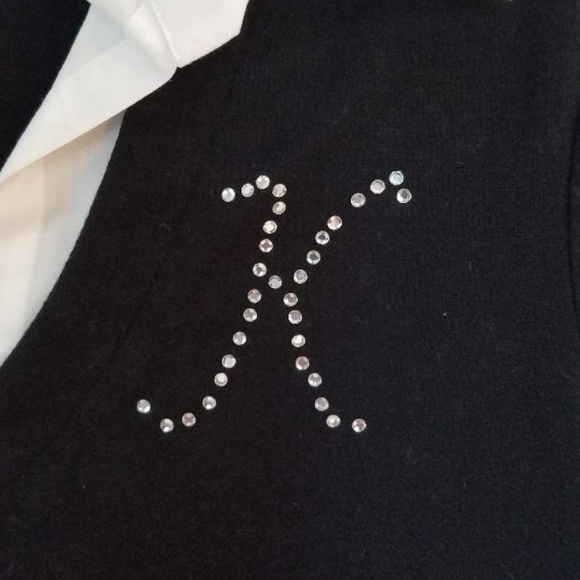 Black Top with Initial "K" in Rhinestones - Picture 2 of 5